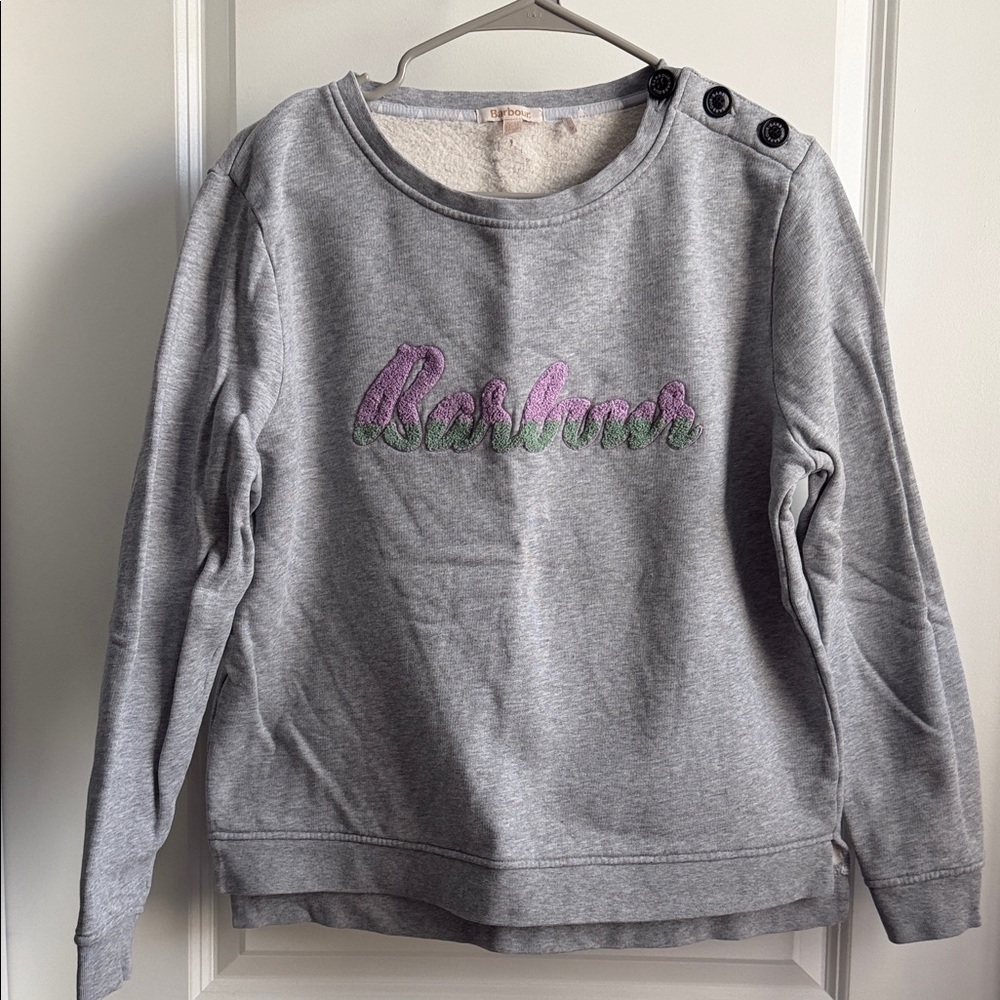 Barbour Embroidered Logo Sweatshirt with Button Shoulder